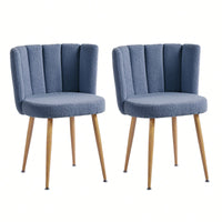 Haze Blue Dining Chair Set Of 2 With Iron Tube Legs And Comfortable Cushions For Dining Room And Cafe