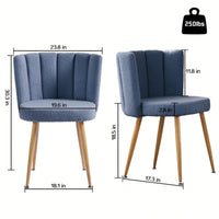 Haze Blue Dining Chair Set Of 2 With Iron Tube Legs And Comfortable Cushions For Dining Room And Cafe
