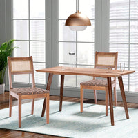Rattan Leather Woven Strips Dining Chairs Set Of 2 For Kitchen And Living Room 18 Inch K/D Design