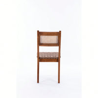 Rattan Leather Woven Strips Dining Chairs Set Of 2 For Kitchen And Living Room 18 Inch K/D Design
