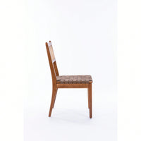 Rattan Leather Woven Strips Dining Chairs Set Of 2 For Kitchen And Living Room 18 Inch K/D Design