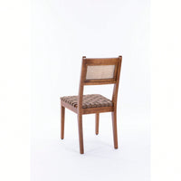 Rattan Leather Woven Strips Dining Chairs Set Of 2 For Kitchen And Living Room 18 Inch K/D Design