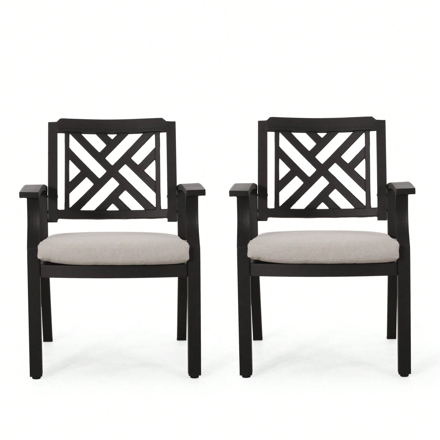 Set Of 2 Outdoor Dining Chairs With Antique Matte Black Finish