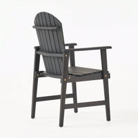 Set Of 2 Outdoor Weather-Resistant Dark Gray Acacia Wood Adirondack Dining Chairs