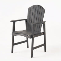 Set Of 2 Outdoor Weather-Resistant Dark Gray Acacia Wood Adirondack Dining Chairs