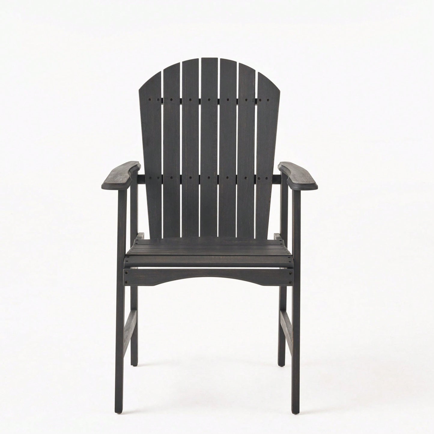 Set Of 2 Outdoor Weather-Resistant Dark Gray Acacia Wood Adirondack Dining Chairs