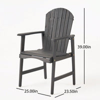 Set Of 2 Outdoor Weather-Resistant Dark Gray Acacia Wood Adirondack Dining Chairs