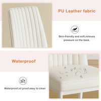 Elegant White Dining Chair Set Of 4 With High Back PU Seat And Durable Legs For Dining Room Kitchen And Living Room