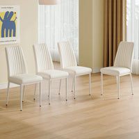 Elegant White Dining Chair Set Of 4 With High Back PU Seat And Durable Legs For Dining Room Kitchen And Living Room