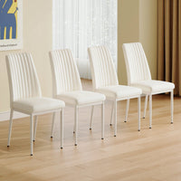 Elegant White Dining Chair Set Of 4 With High Back PU Seat And Durable Legs For Dining Room Kitchen And Living Room