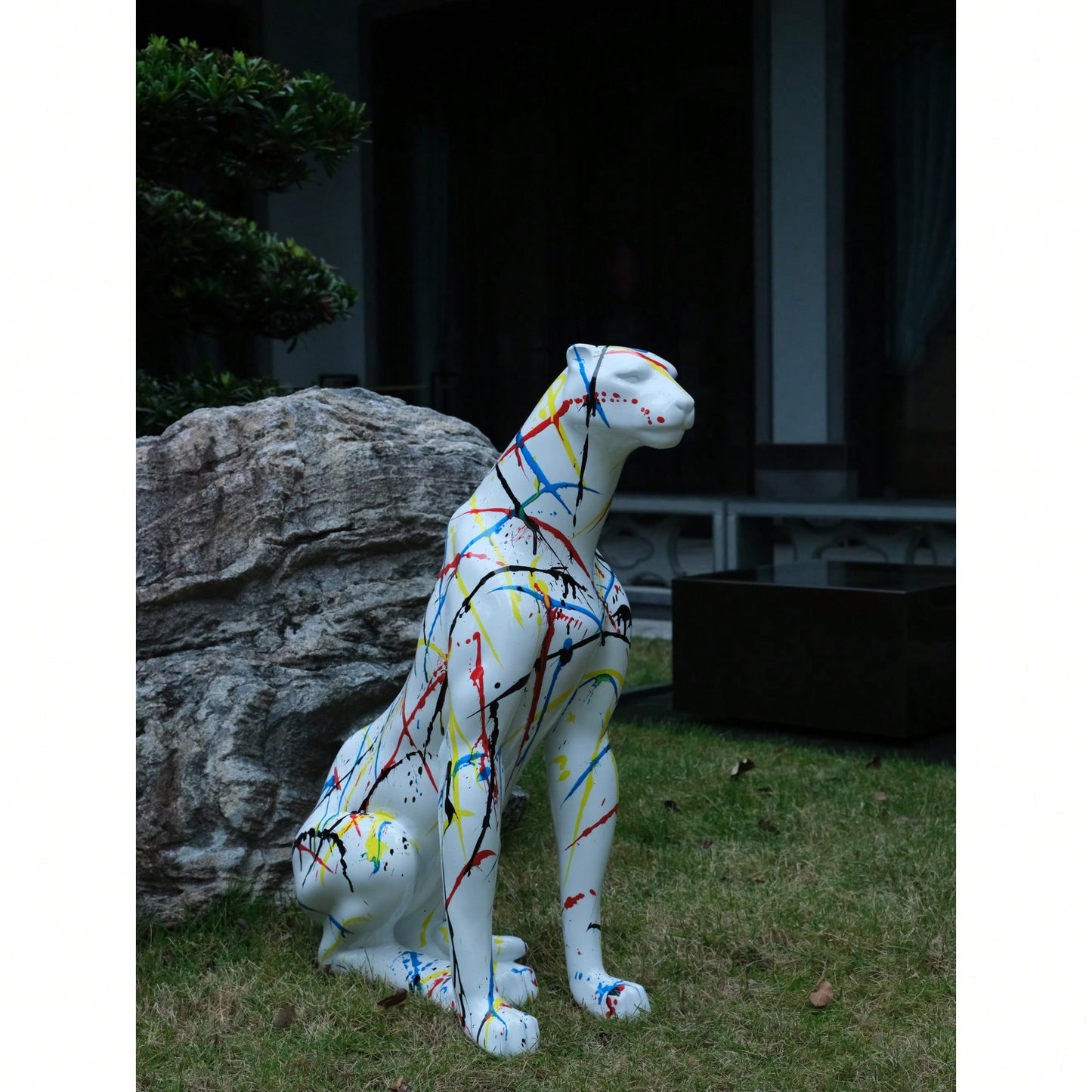 Large 31.5 Inch Modern Resin Leopard Sculpture For Home Decor Stunning Classical Leopard Statue Ideal For Shops And Halls