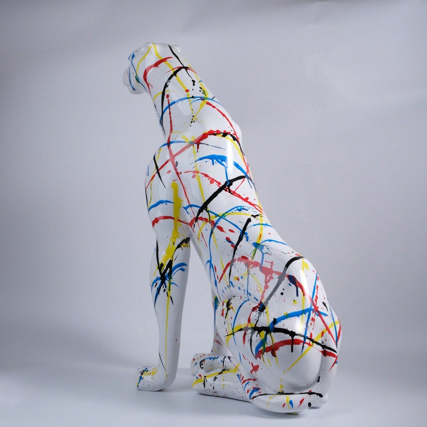 Large 31.5 Inch Modern Resin Leopard Sculpture For Home Decor Stunning Classical Leopard Statue Ideal For Shops And Halls