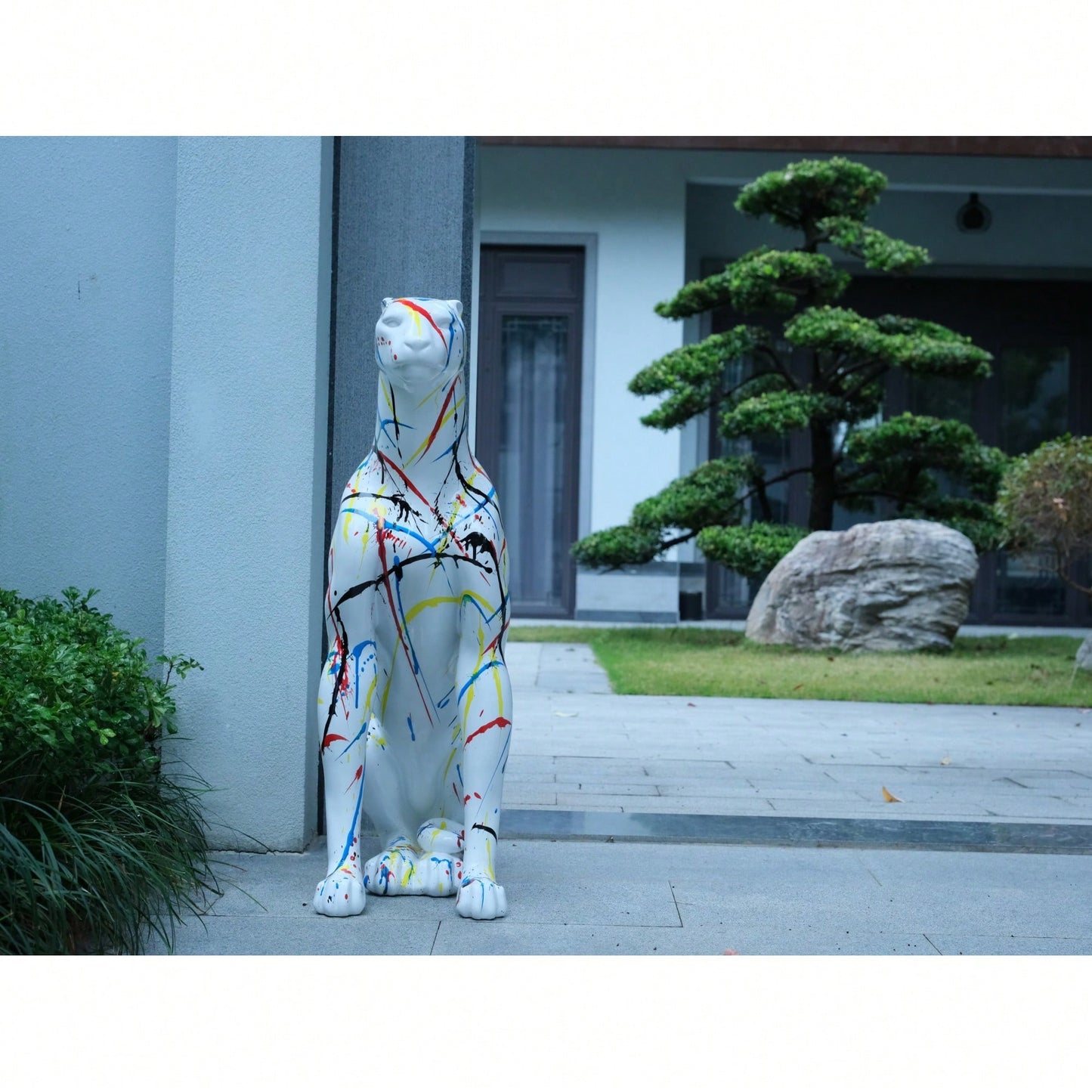 Large 31.5 Inch Modern Resin Leopard Sculpture For Home Decor Stunning Classical Leopard Statue Ideal For Shops And Halls