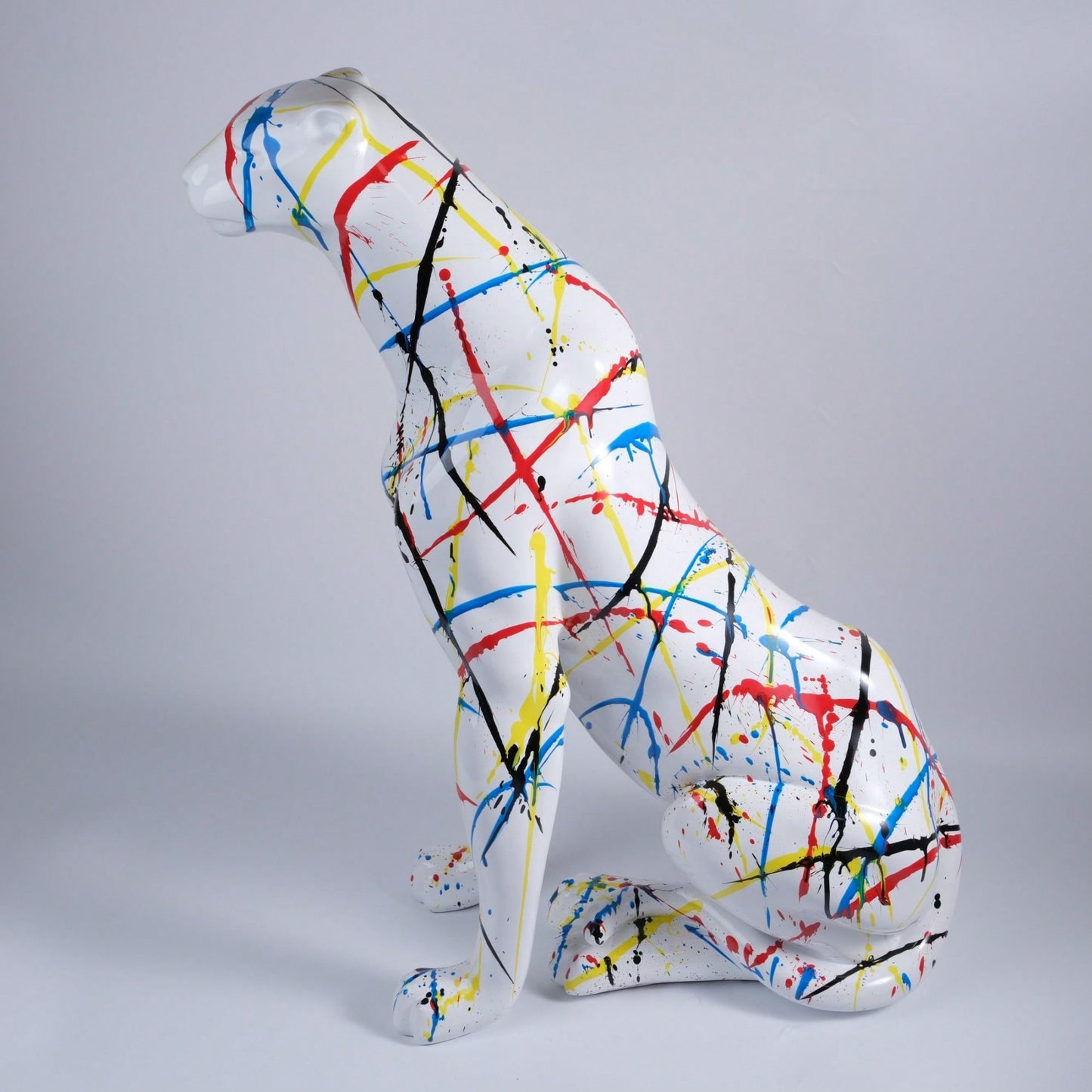 Large 31.5 Inch Modern Resin Leopard Sculpture For Home Decor Stunning Classical Leopard Statue Ideal For Shops And Halls