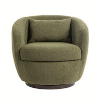 Modern Upholstered Swivel Barrel Armchair With Storage In Dark Green Teddy Fabric For Living Room Bedroom Office And Reading Spaces