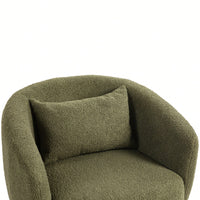 Modern Upholstered Swivel Barrel Armchair With Storage In Dark Green Teddy Fabric For Living Room Bedroom Office And Reading Spaces
