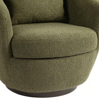 Modern Upholstered Swivel Barrel Armchair With Storage In Dark Green Teddy Fabric For Living Room Bedroom Office And Reading Spaces