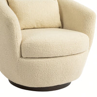 Modern Upholstered Swivel Barrel Armchair With Storage In Dark Green Teddy Fabric For Living Room Bedroom Office And Reading Spaces