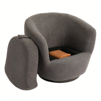 Modern Upholstered Swivel Barrel Armchair With Storage In Dark Green Teddy Fabric For Living Room Bedroom Office And Reading Spaces
