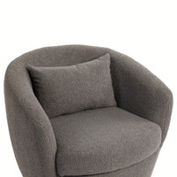 Modern Upholstered Swivel Barrel Armchair With Storage In Dark Green Teddy Fabric For Living Room Bedroom Office And Reading Spaces