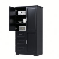 Versatile Tall And Wide Storage Cabinet With Doors And Three Drawers For Bathroom Or Office Organization In White