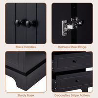 Storage Cabinet With 2 Doors And 4 Drawers For Bathroom Or Office Adjustable Shelf MDF Board Painted Finish Black