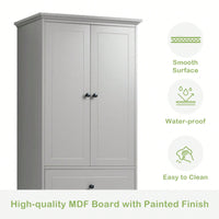 Storage Cabinet With 2 Doors And 4 Drawers For Bathroom Or Office Adjustable Shelf MDF Board Painted Finish Black