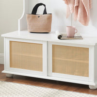 Stylish Entryway Hall Tree With Storage Bench And Rattan Door, Shoe Rack Organizer, 40.16"W*18.58"D*64.17"H