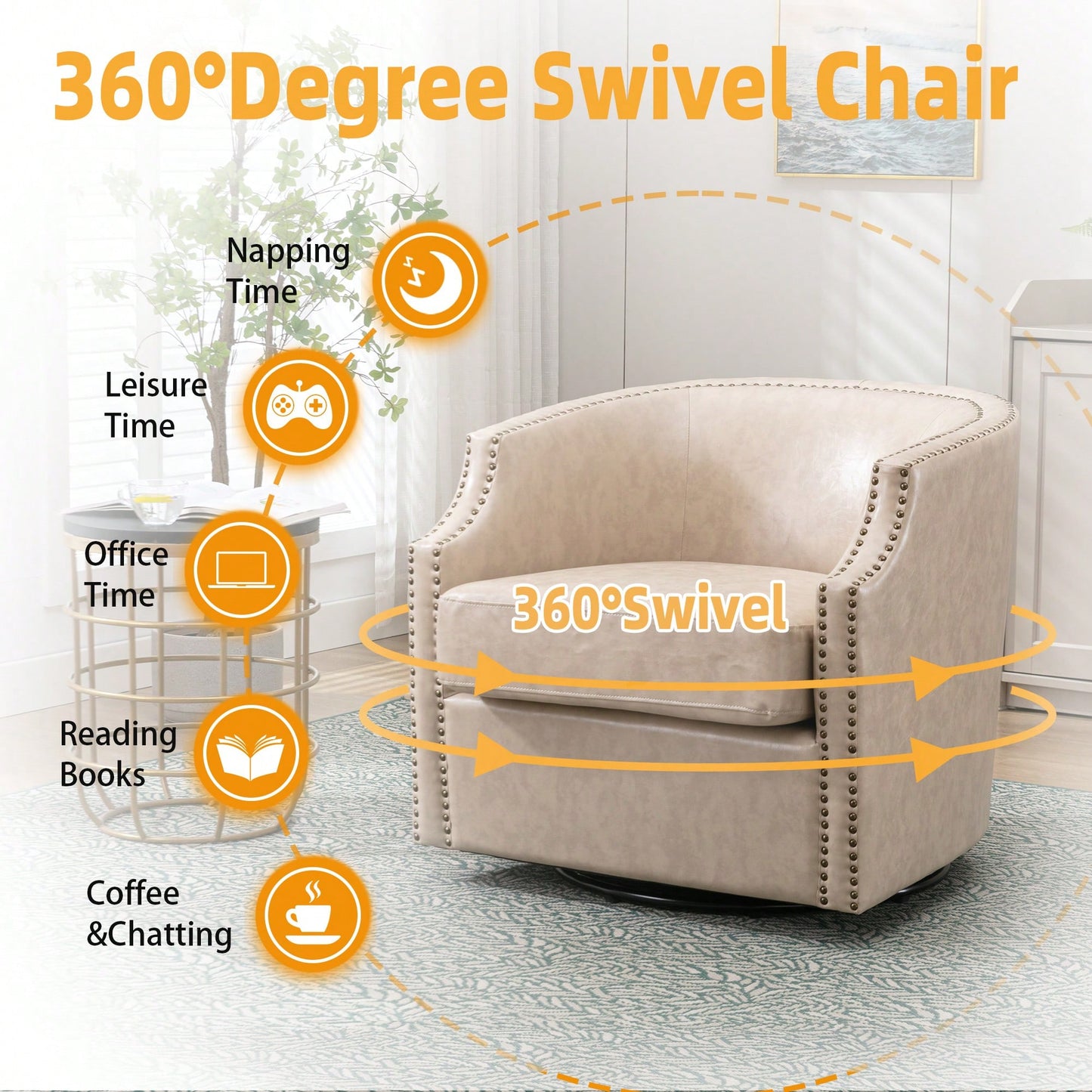 Elegant Swivel Living Room Chair For Modern Comfort And Style