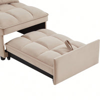 4 In 1 Multi-Function Sofa Bed With Storage Pockets Adjustable Backrest And Pillows Convertible Chaise Lounge In Black