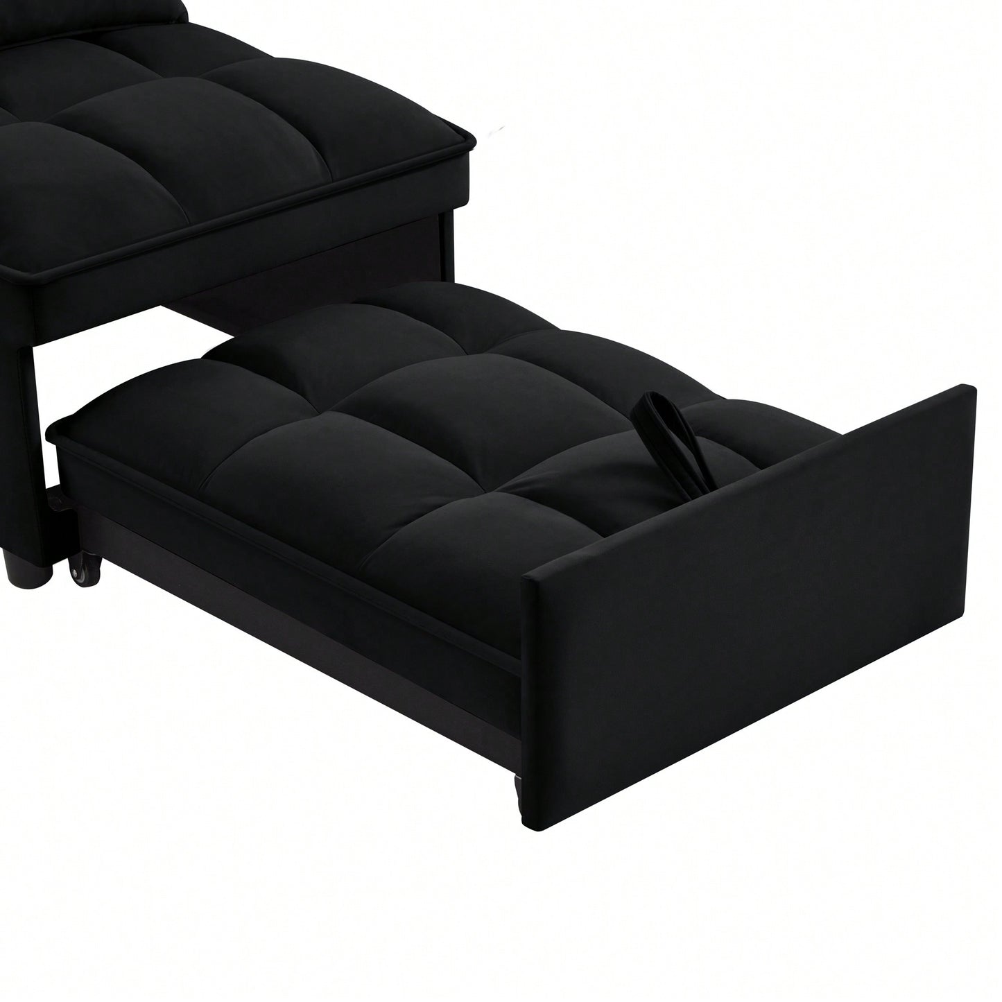 4 In 1 Multi-Function Sofa Bed With Storage Pockets Adjustable Backrest And Pillows Convertible Chaise Lounge In Black