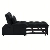 4 In 1 Multi-Function Sofa Bed With Storage Pockets Adjustable Backrest And Pillows Convertible Chaise Lounge In Black