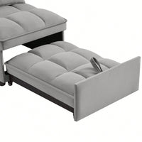 4 In 1 Multi-Function Sofa Bed With Storage Pockets Adjustable Backrest And Pillows Convertible Chaise Lounge In Black