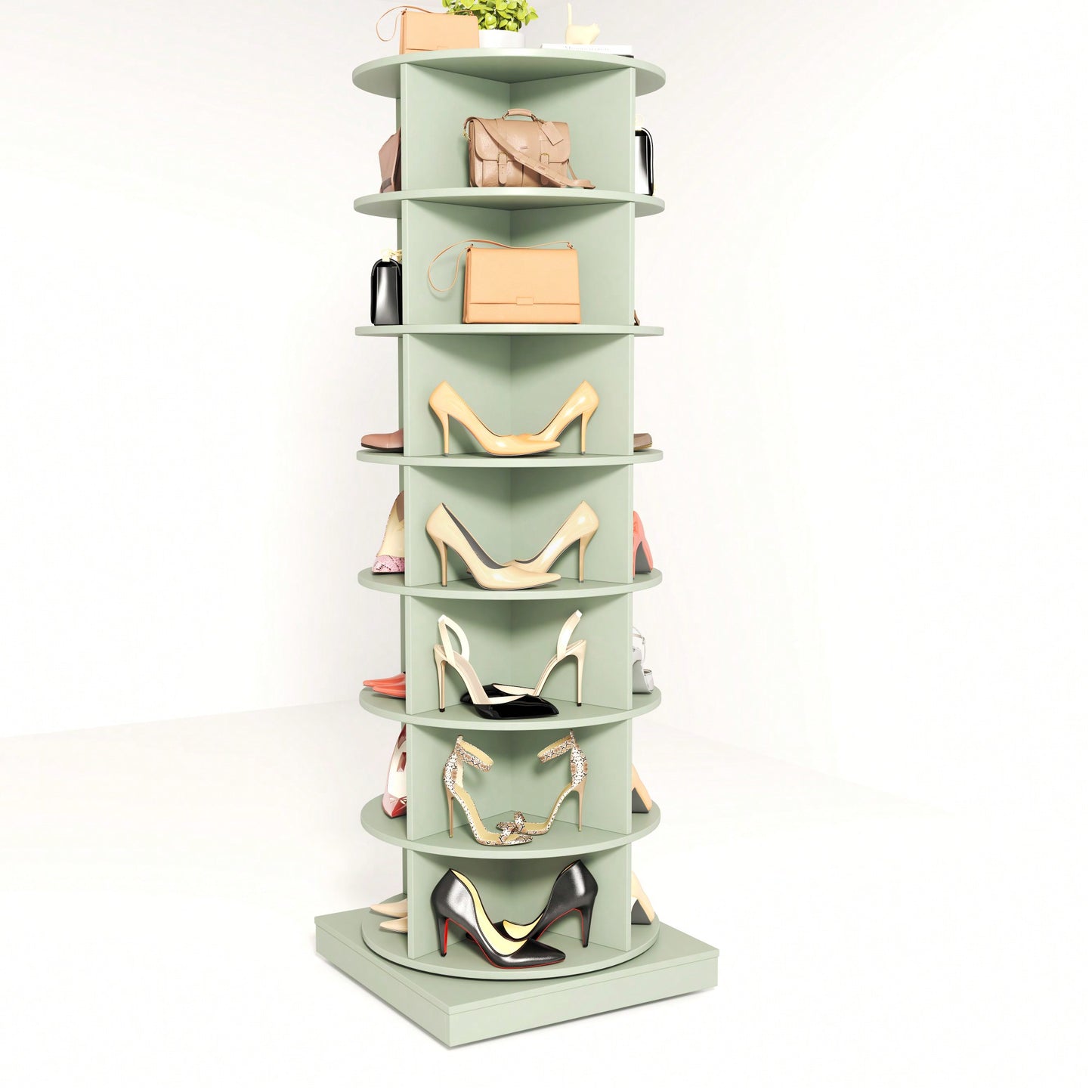 360 Degree Rotating 7-Tier Shoe Storage Cabinet Space-Saving Organizer For Home Entryway