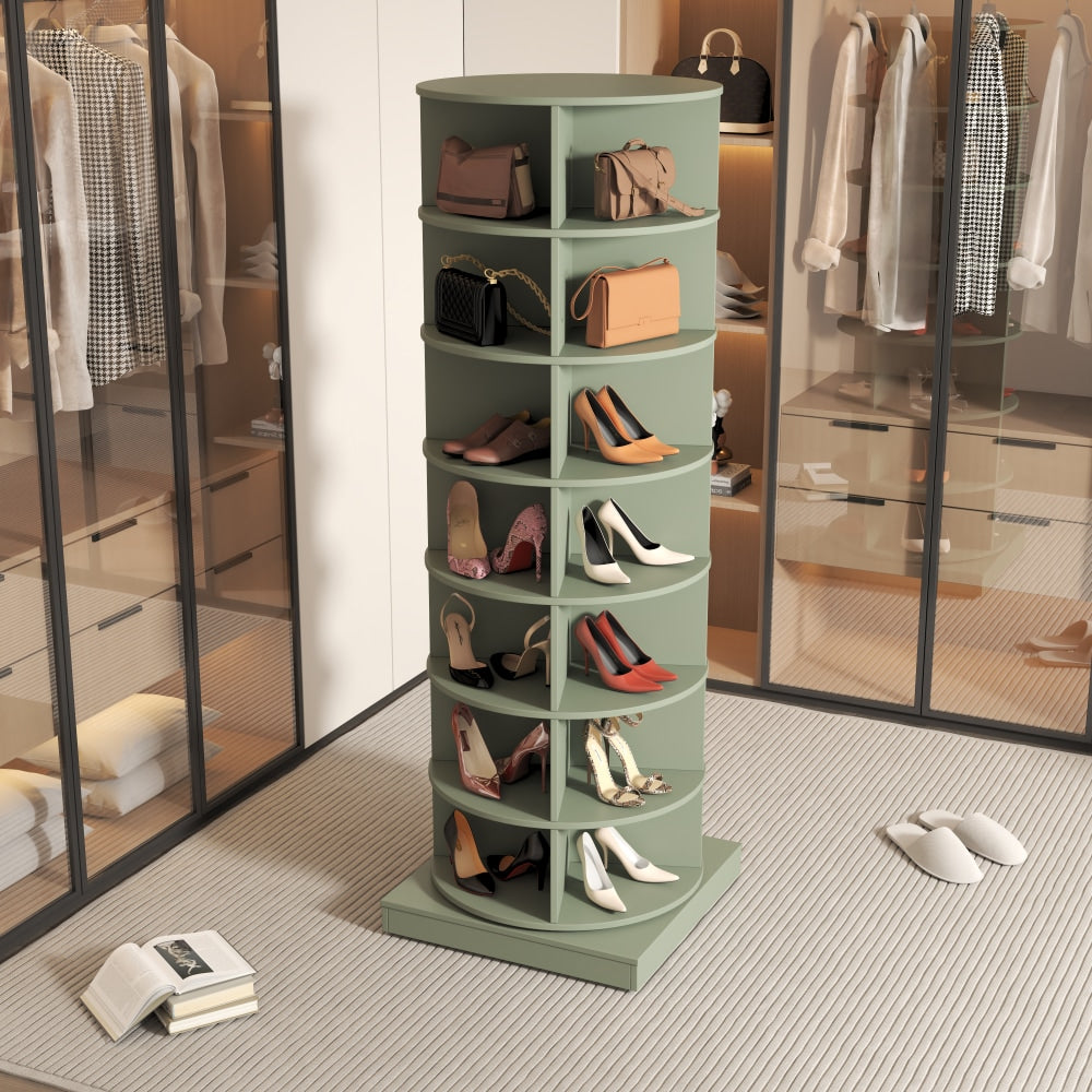 360 Degree Rotating 7-Tier Shoe Storage Cabinet Space-Saving Organizer For Home Entryway