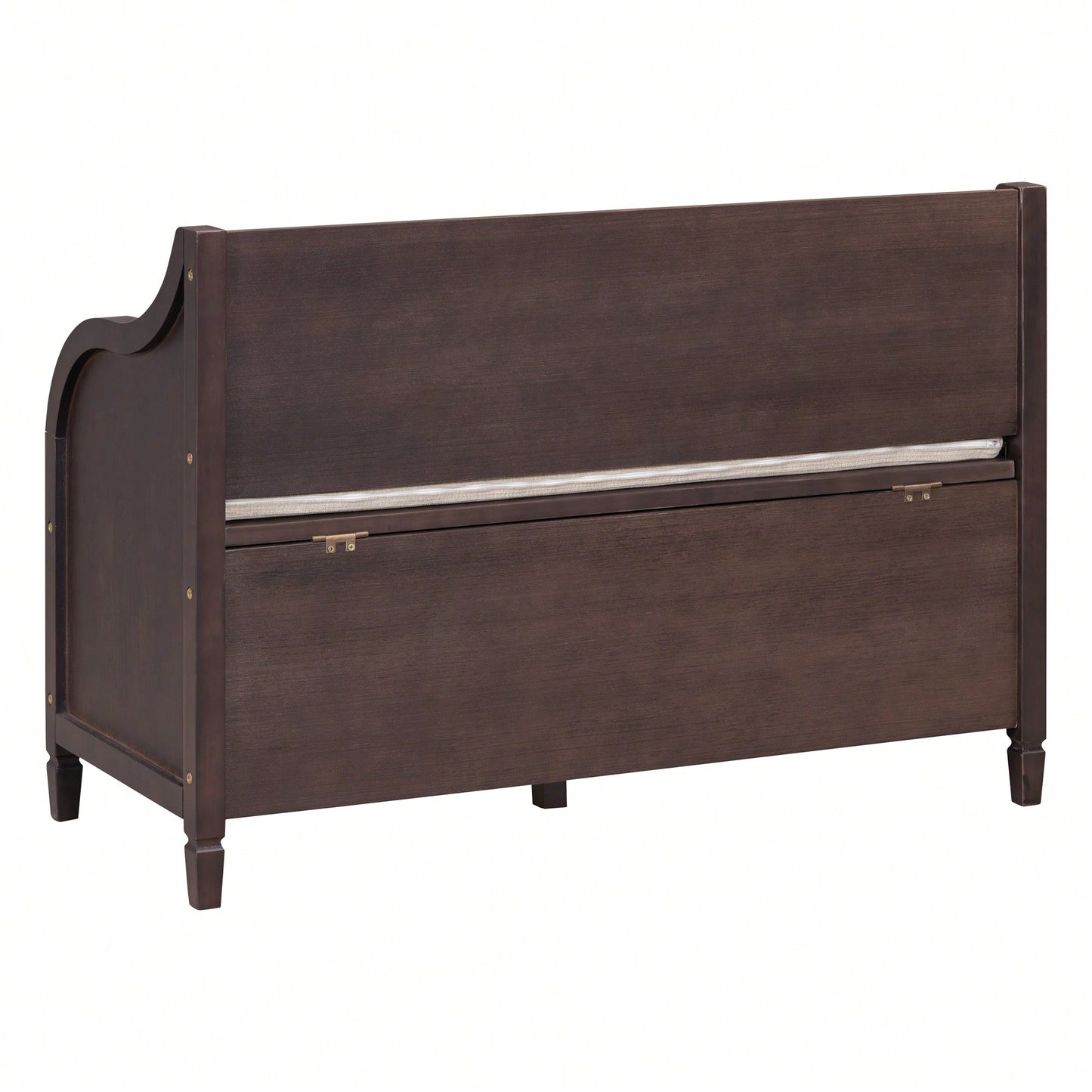 Rustic Solid Wood Entryway Storage Bench With Safety Hinge In Brown And Beige For Multifunctional Use