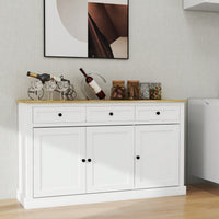 Elegant Farmhouse Buffet Cabinet With Storage, 3 Drawers And 3 Doors, Adjustable Shelves For Dining Room, Living Room, Kitchen, White Finish