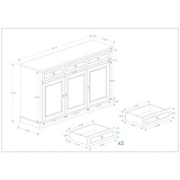 Elegant Farmhouse Buffet Cabinet With Storage, 3 Drawers And 3 Doors, Adjustable Shelves For Dining Room, Living Room, Kitchen, White Finish