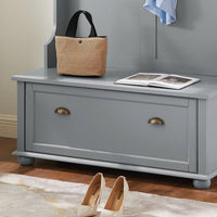 Modern Entryway Hall Tree With Shoe Rack And Coat Hooks Storage Bench Gray 40.16"W 18.58"D 64.17"H