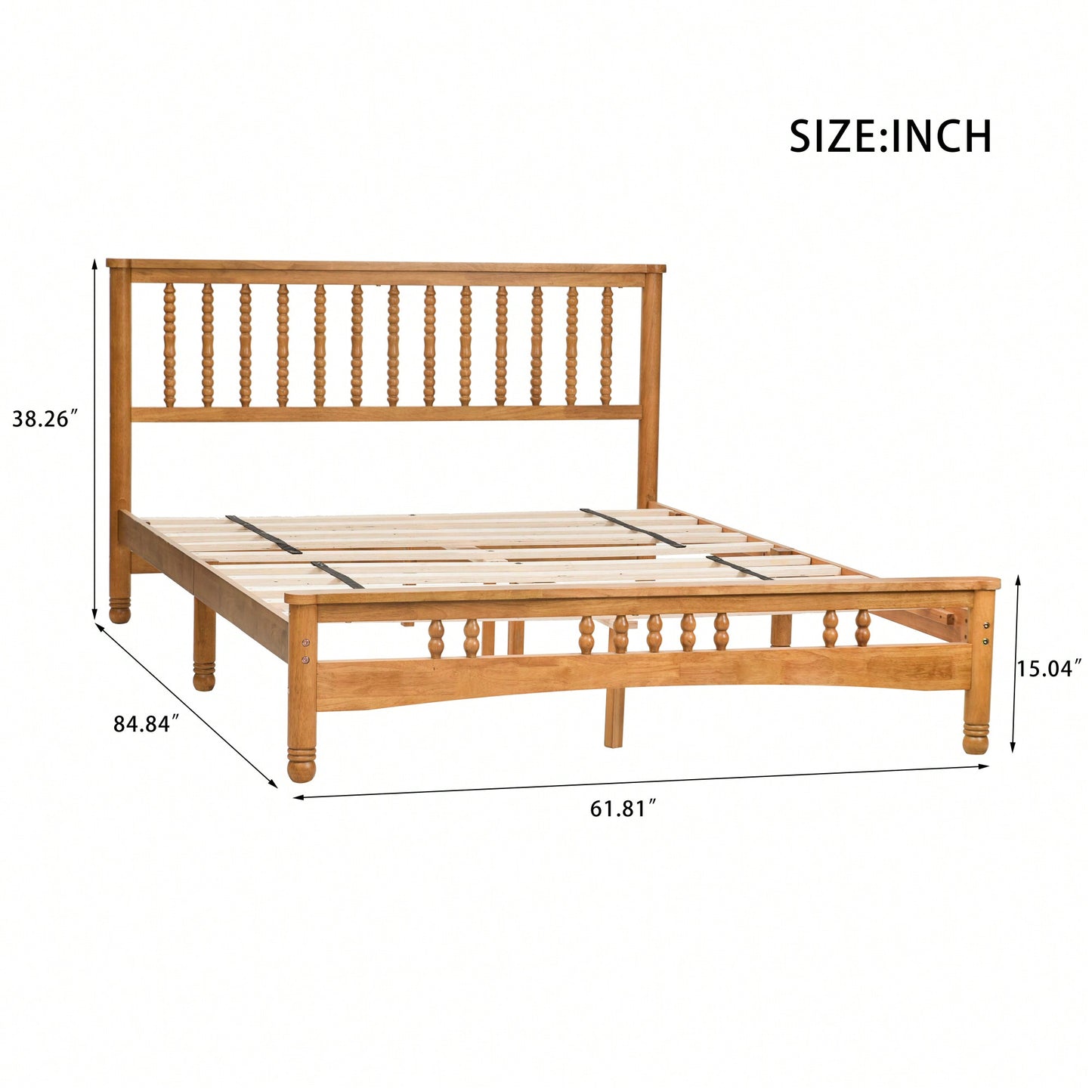 Elegant Wooden Queen Platform Bed Frame With Headboard Easy Assembly No Box Spring Needed