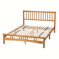 Elegant Wooden Queen Platform Bed Frame With Headboard Easy Assembly No Box Spring Needed