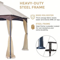 10x12 FT Soft Top Metal Gazebo with Mosquito Netting and Sunshade Curtains for Outdoor Use in Gardens Patios and Backyards Heavy Duty Design