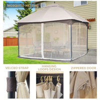 10x12 FT Soft Top Metal Gazebo with Mosquito Netting and Sunshade Curtains for Outdoor Use in Gardens Patios and Backyards Heavy Duty Design