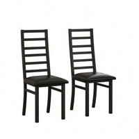 Stylish Set Of 2 Metal Dining Chairs With Steel Legs And PU Leather Seats High Back Armless Design For Kitchen And Living Room Black