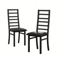 Stylish Set Of 2 Metal Dining Chairs With Steel Legs And PU Leather Seats High Back Armless Design For Kitchen And Living Room Black