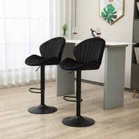 Adjustable Bar Stools Set Of 2 With Back And Footrest For Kitchen And Pub Counter Height Black