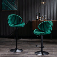 Adjustable Bar Stools Set Of 2 With Back And Footrest For Kitchen And Pub Counter Height Black