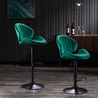 Adjustable Bar Stools Set Of 2 With Back And Footrest For Kitchen And Pub Counter Height Black