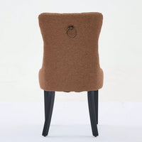 Set Of 2 Modern High-End Tufted Linen Dining Chairs With Wood Legs And Nailhead Trim -Black Fabric And Legs