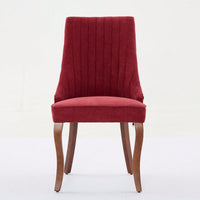 Set Of 2  Comfy Black Rayon Flocked Linen Dining Chairs With Curved Solid Wood Legs For Kitchen And Dining Room